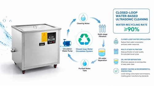 Closed-loop Water-based Ultrasonic Cleaning Solution for Mass Production
